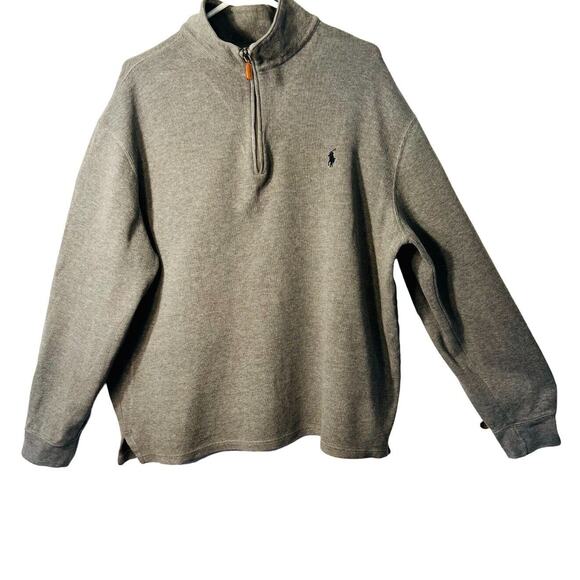 Polo Ralph Lauren Pullover Mens Size XL Gray Zip Pullover Flesh Pony Relax Heavy - Picture 1 of 10